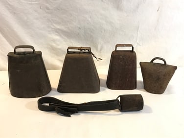 5 Vtg Cow Bells