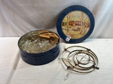 Antique Crystal Chandelier Component w/ Crystal Prisms