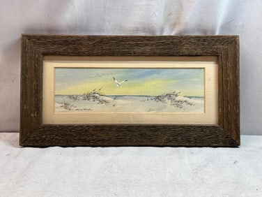 Pencil Signed Landscape Watercolor Painting