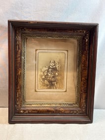 Vtg. Child Photo in Deep Walnut Carved Frame