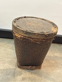 Antique Hand-Woven Bamboo Tribal Basket