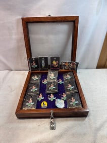 Vtg. Collectable Pins in Display Case