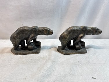 Antique Hubley Polar Bear Bookends