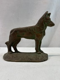 Vtg. Bronze Dog Figure Door Stop
