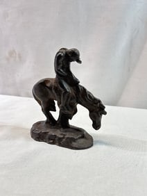 Vtg. Cast Iron “End Of Trail?? Native American Horseback