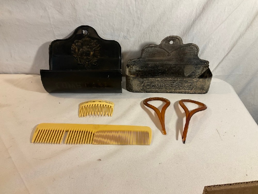 Vtg. Comb Cases, Hair Combs and clips: Vtg. Comb Cases, Hair Combs and clips - Most clips Marked France
