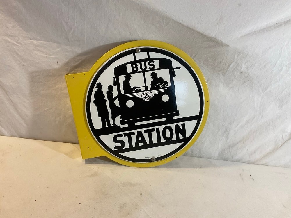 1987 Andre Rooney Bus Station Sign: 1987 Andre Rooney Bus Station Sign - 13”