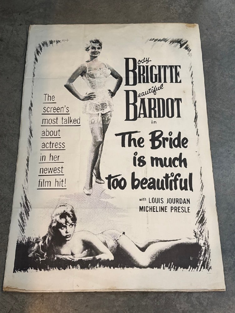 Vtg. 1956 “Style B?? Litho one Sheet Movie Poster “The Bride Is Much Too Beautiful (1 of 5)