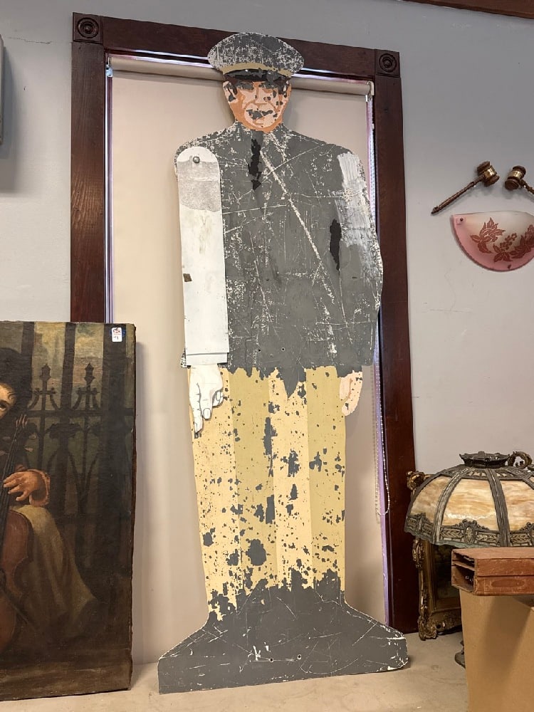 Occupation Police Officer Sign Handmade out of Street Sign: Occupation Police Officer Sign Handmade out of Street Sign ~ One Arm Moves~ 6 Ft. Tall