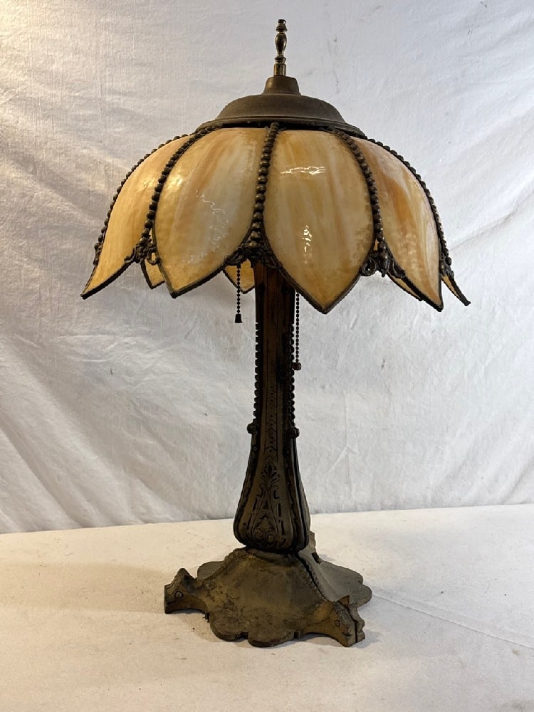 Vtg. Slag Glass Lamp (1 of 6)