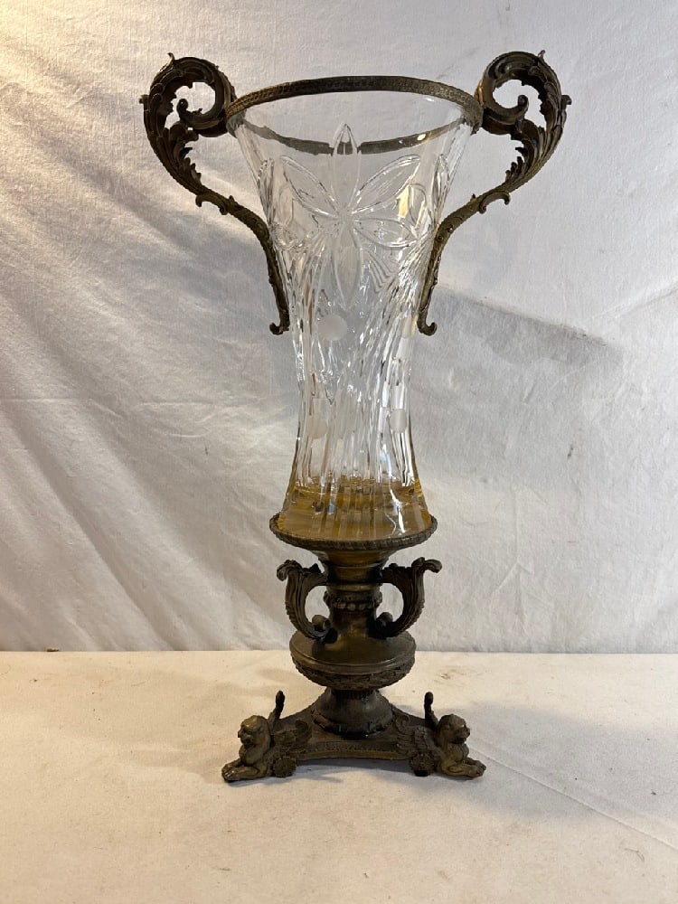 Victorian Era Regency Bronze Mounted Cut Crystal Vase (1 of 7)