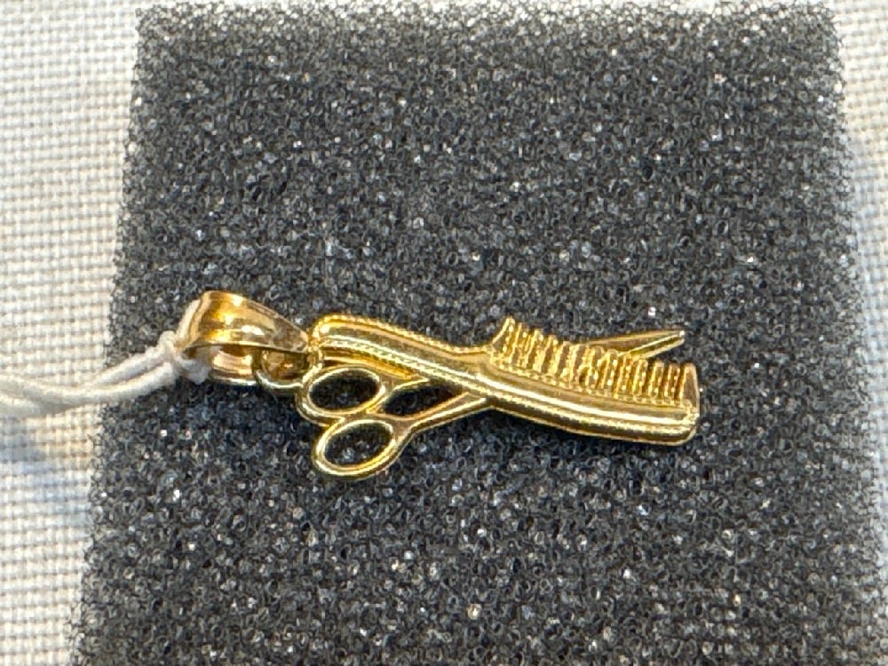 14k Comb/Scissors Pendant - 2