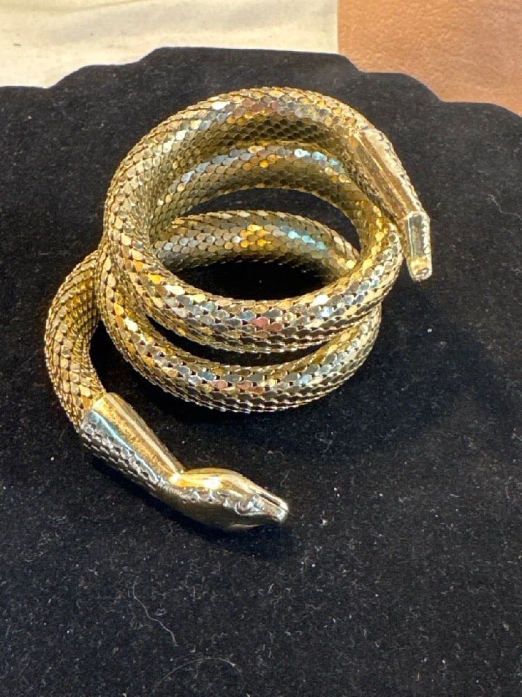Vtg. Whiting & Davis Gold Tone Snake Wrap Bracelet: Vtg. Whiting & Davis Gold Tone snake Wrap Bracelet