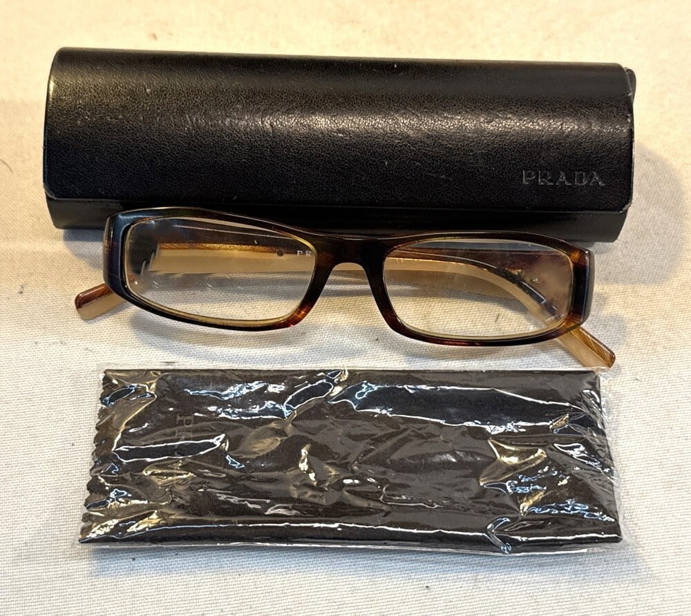 Prada Eyeglasses in Tortoise Brown Color: Prada Eyeglasses in Tortoise Brown Color ~ VPR231- Including Case and Cloth - Made in Italy - See photos for Serial Number