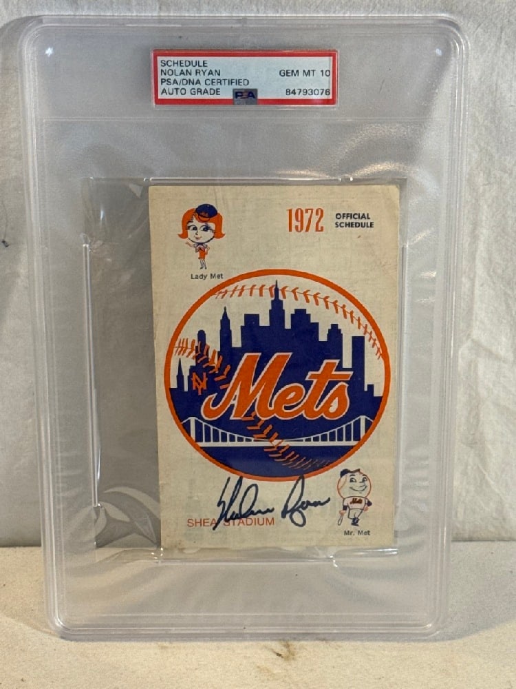 Signed Nolan Ryan 1972 Mets Schedule with COA (1 of 5)