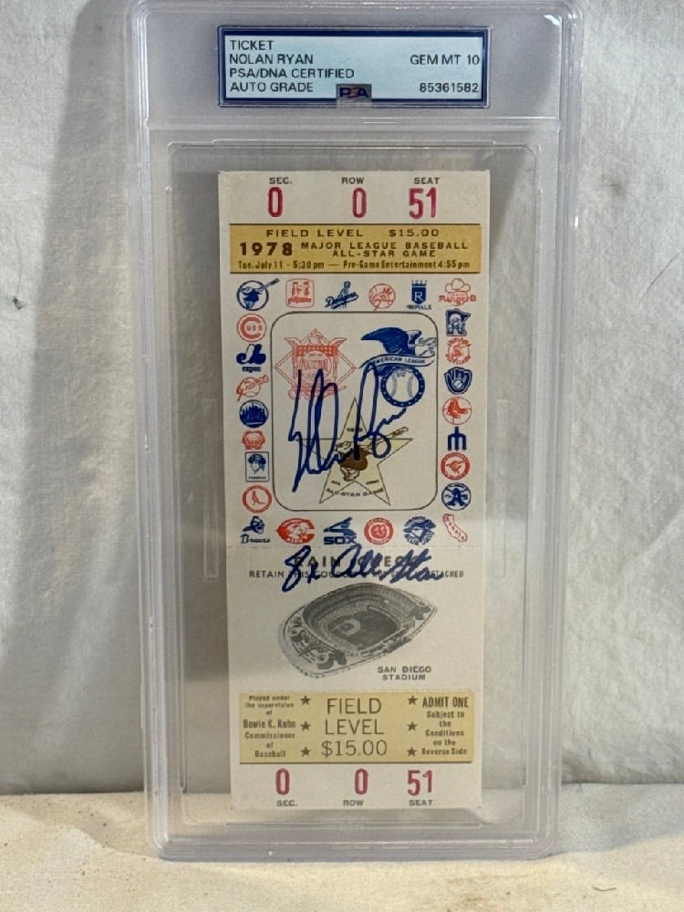 Signed Nolan Ryan 8 x Allstar 1978 Ticket with COA (1 of 6)