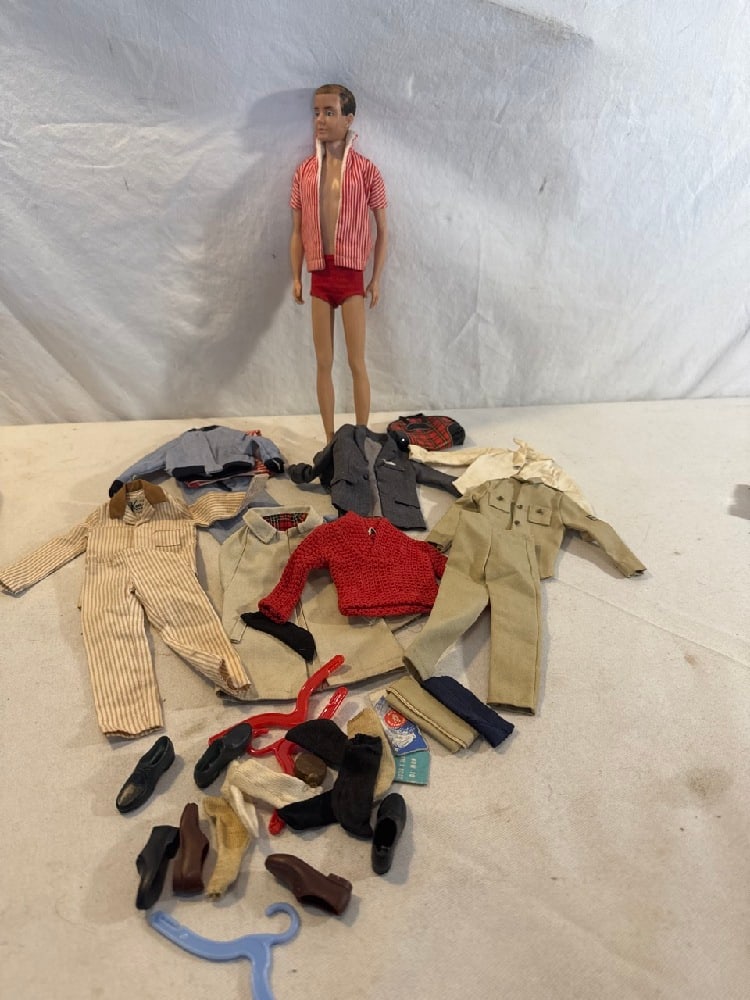 Vtg. Ken- Brown Flocked Doll and Accessories: Vtg. Ken- Brown Flocked Doll and Accessories