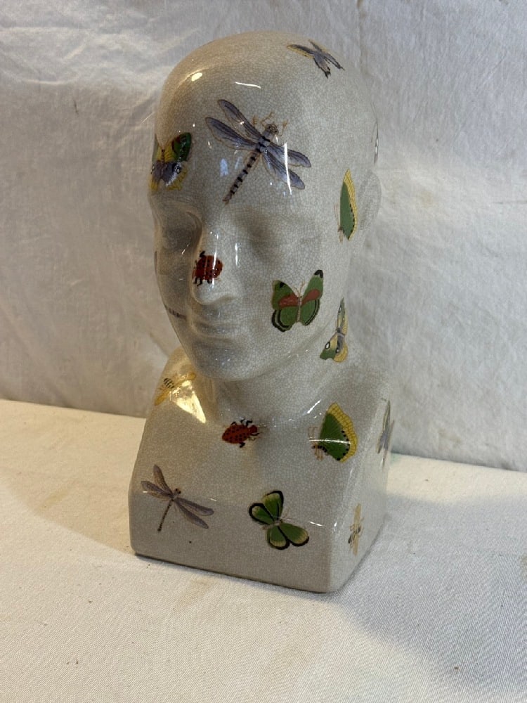 Vtg. painted and Glazed Ceramic Phrenology Bust (1 of 6)
