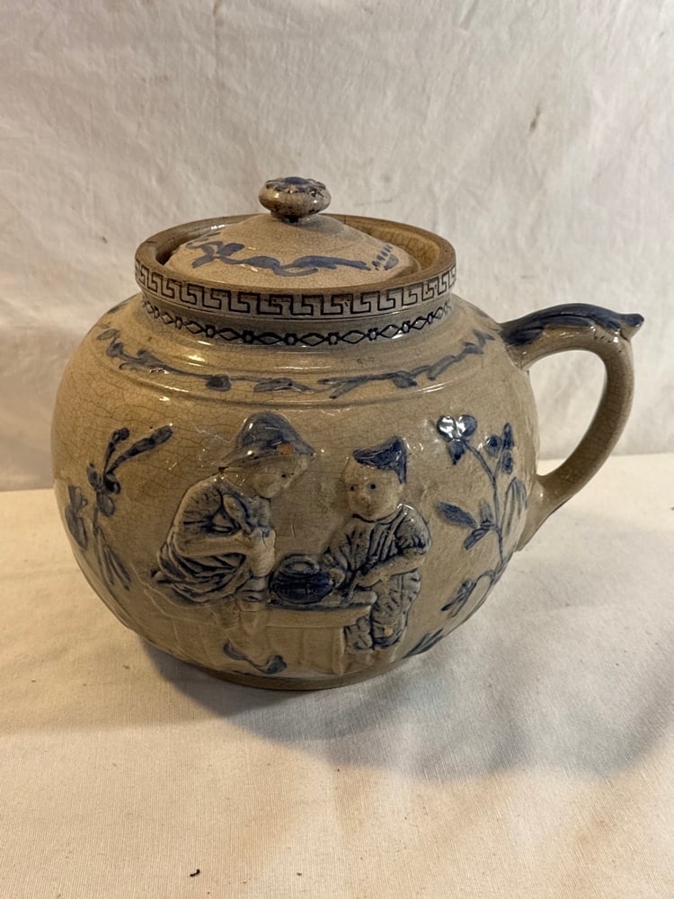 Antique Salt- Glazed Stone Boston Baked Bean Pot: Antique Salt- Glazed Stone Boston Baked Bean Pot