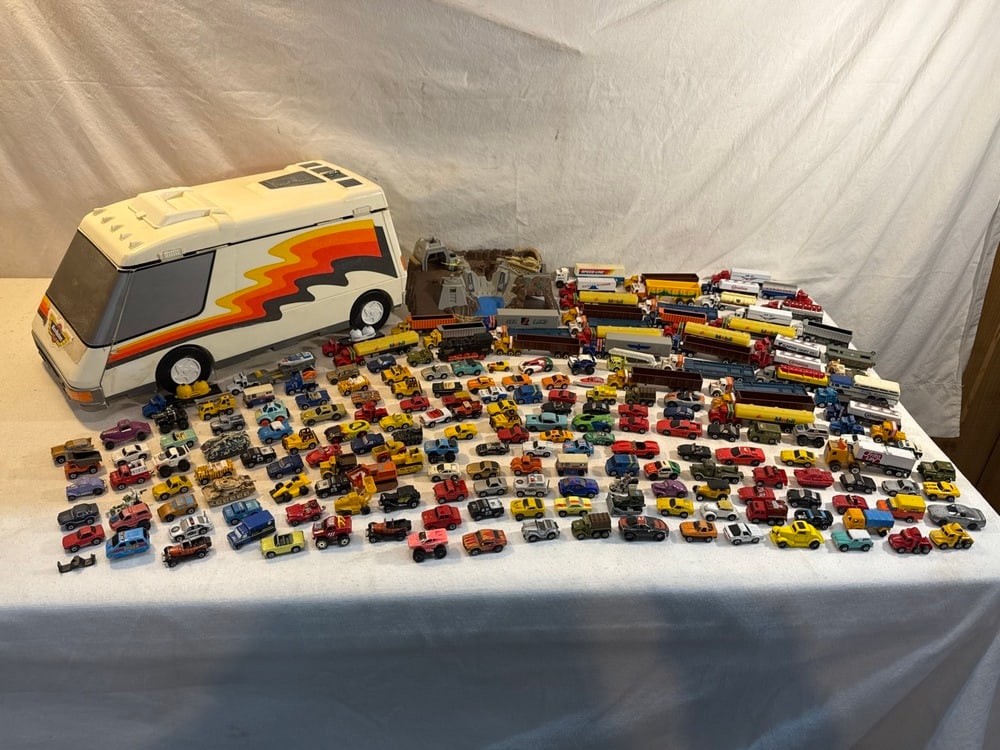 Vtg. Micro Machines Super Van, Military Battle Zone and Cars: Vtg. Micro Machines 1991 Super Van Playset, Military Battle Zone Raven’s Caynon Playset and Approx. 200 Cars