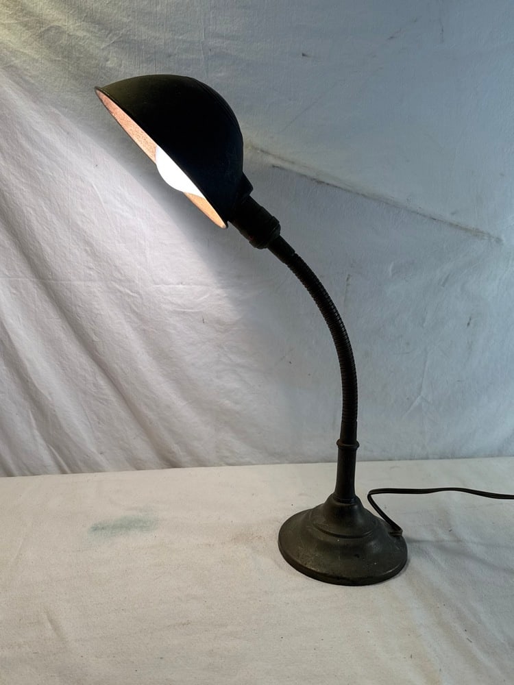 Vtg. Cast Metal Gooseneck Desk Lamp (1 of 5)
