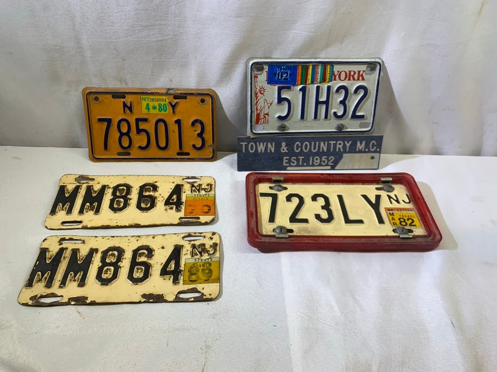 Vtg Motorcycle License Plates: Vtg Motorcycle License Plates including NJ & NY