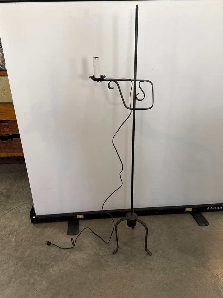 Antique Wrought Iron Floor Lamp: Antique Wrought Iron Floor Lamp - 56 1/2” tall