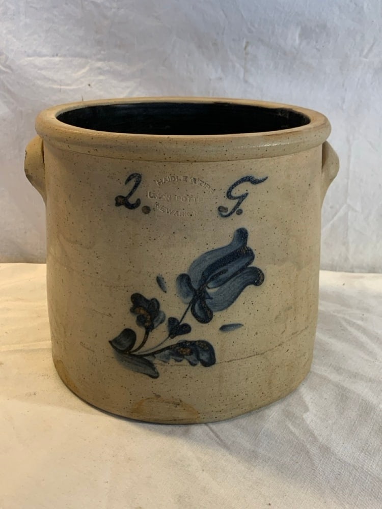 Antique Salt Glazed Stoneware “Haidle & Zipf?? Union Pottery Crock (1 of 5)