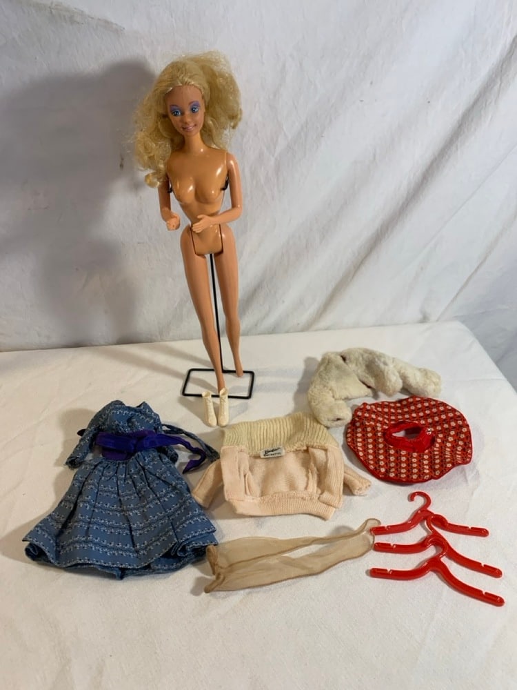 Philippines 1966 Barbie With Outfits: Philippines 1966 Barbie With Outfits ~ Ice Breaker #942 Skirt, Jacket, Skates-No Blades ; Let’s Dance # 978 Blue Dress ; Purple Sash and Pink Cadigan From Pink Fashion Pack