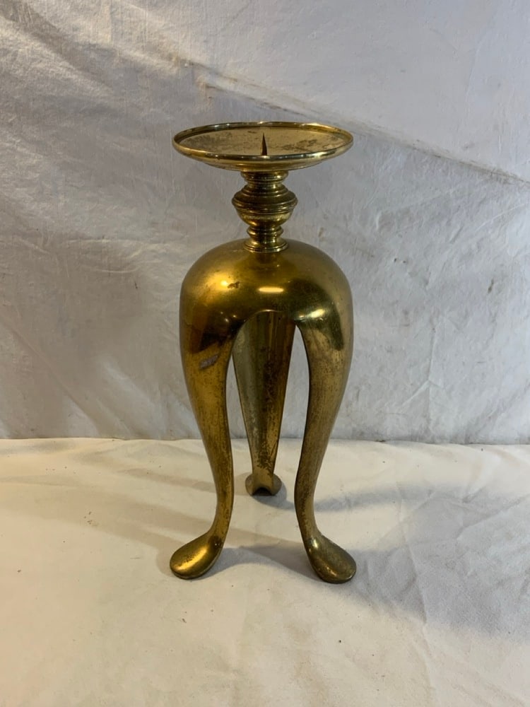 MCM Brass Tripod Candle Holder: MCM Brass Tripod Candle Holder - 15” Tall