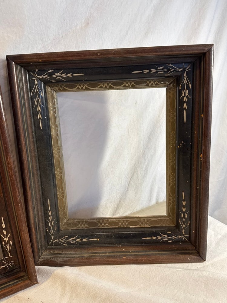 3 Antique Deep Walnut Carved Frames - 2