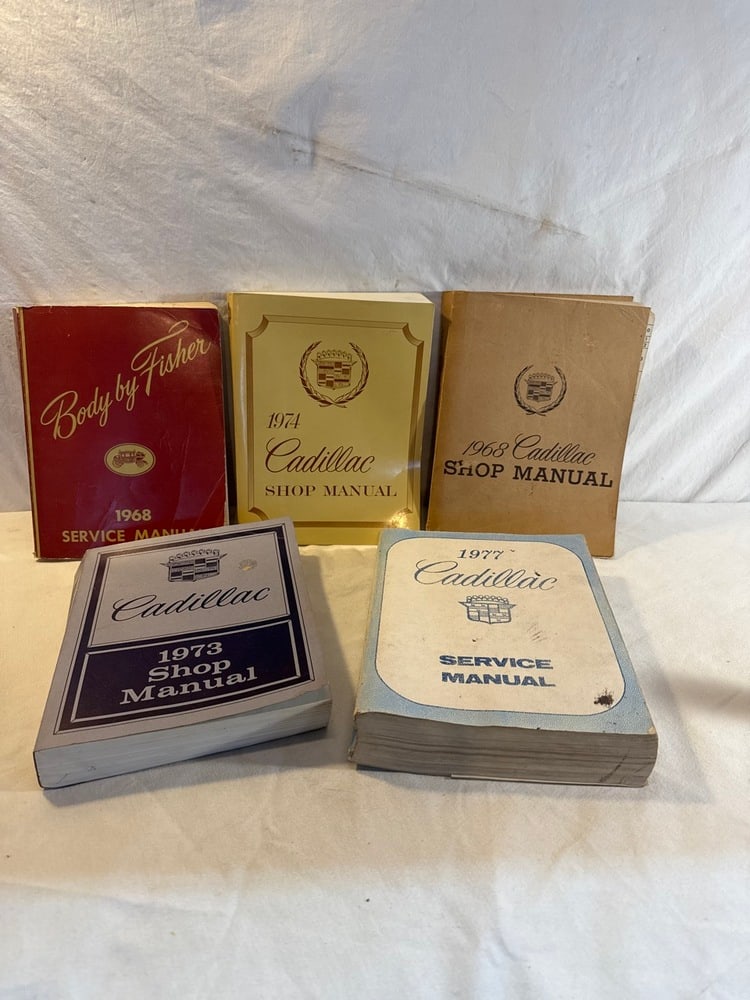 Vtg Cadillac Shop Manuals: Vtg Cadillac Shop Manuals including 1968 Body by Fisher, 1968 Shop Manual, 1973 & 1974 Shop Manuals, 1977 Service Manual
