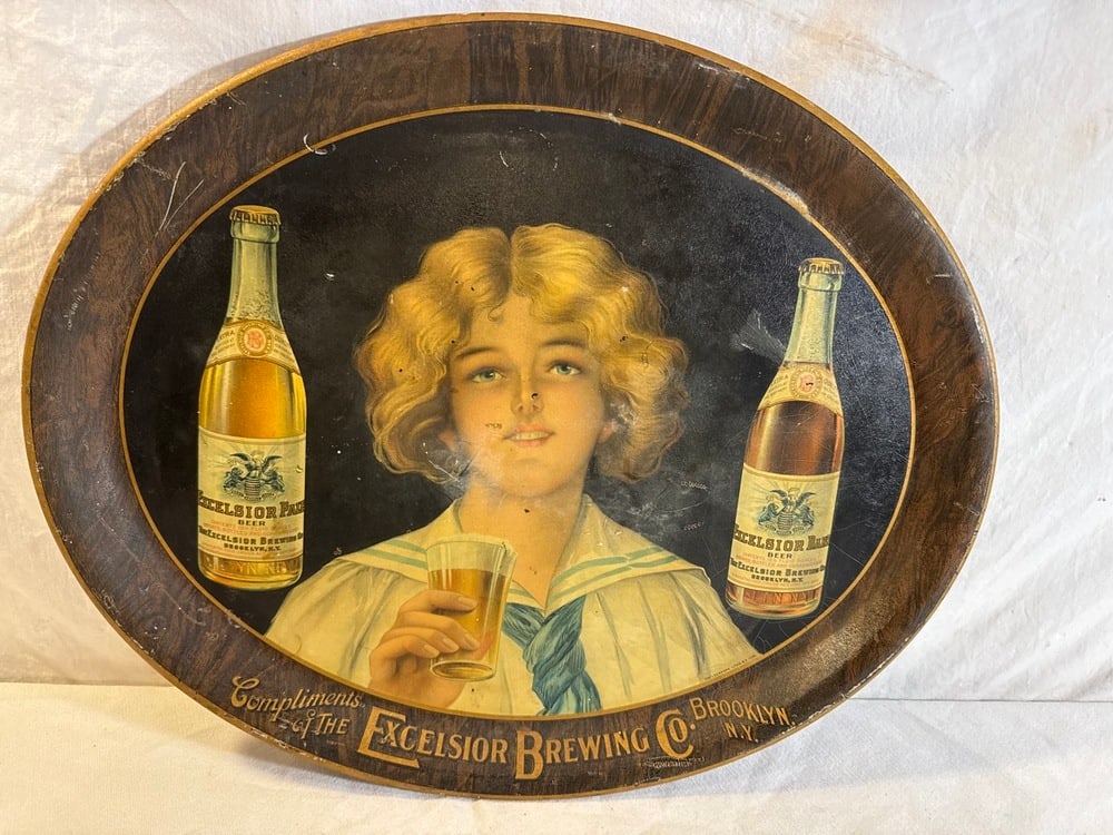 Vtg Excelsior Brewing Co. Beer Tray: Vtg Excelsior Brewing Co. Beer Tray- Hausermann Litho Co.- 16.5” x 13.75”