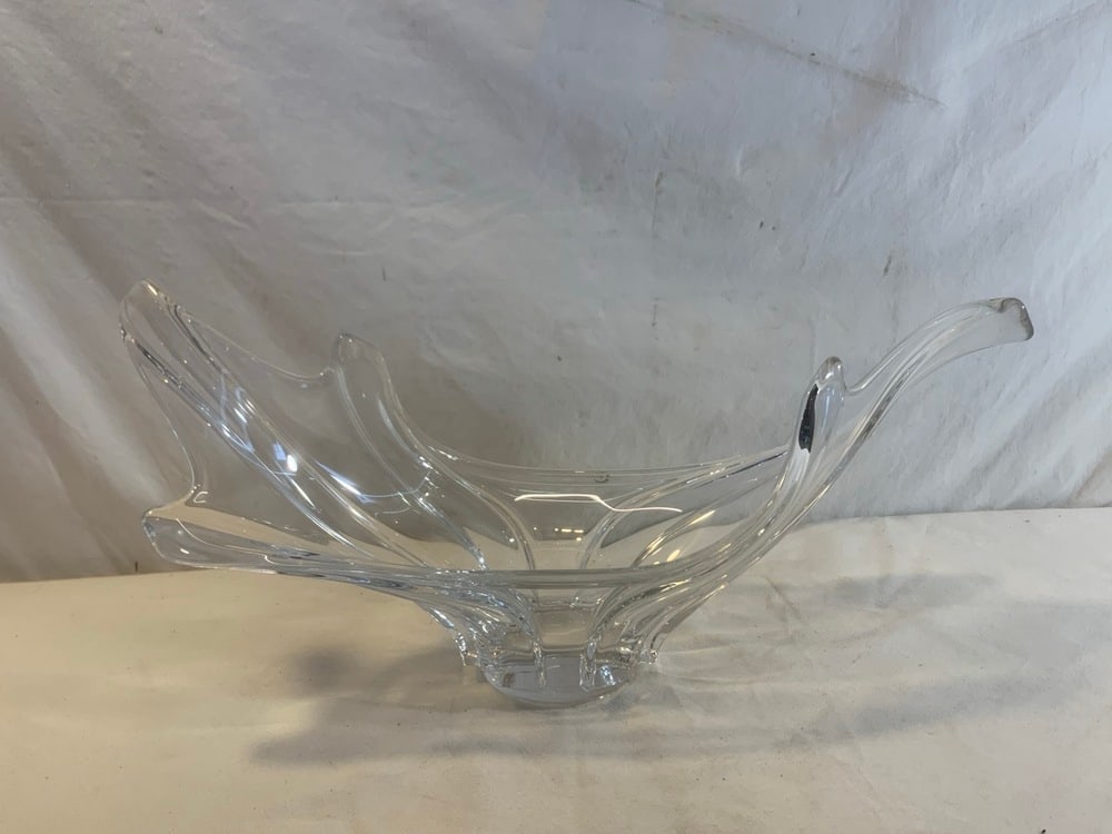 Lalique France Art Glass Center Bowl: Lalique France Art Glass Center Bowl- 20” Long x 6 1/2” Wide x 9 1/2” To Tallest Point