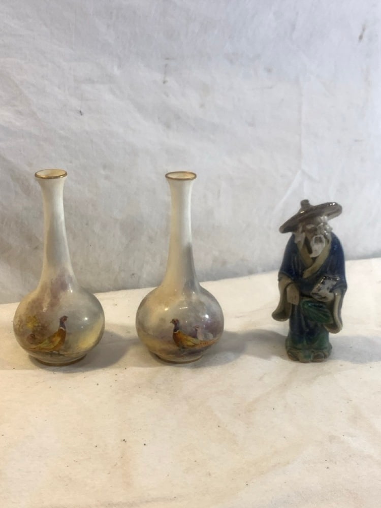 Pr. Royal Worcester Vases and Chinese “Mud Man (1 of 7)