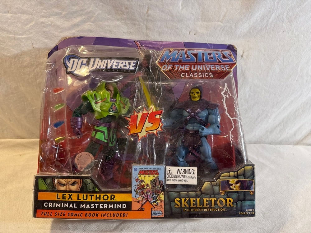 Vtg Action Figures Set: Vtg Action Figures Set- DC Universe Lex Luther Vs. Masters of the Universe Skeletor