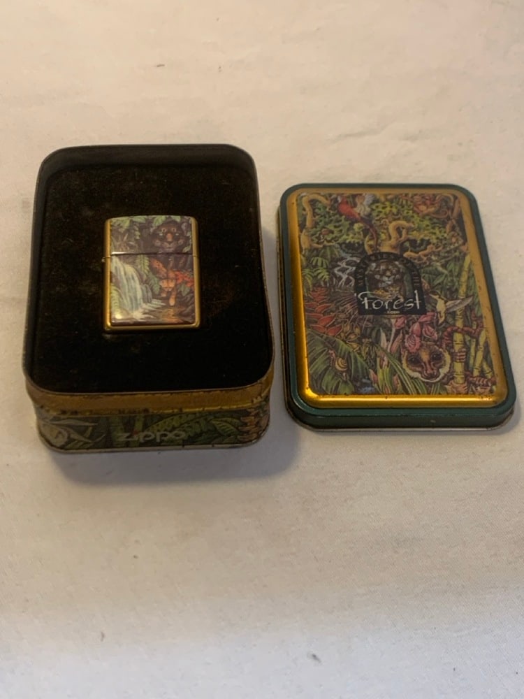 1995 Zippo “Mysteries of the Forest?? Collectible Lighter Set in Original Tin: 1995 Zippo “Mysteries of the Forest” Collectible Lighter Set in Original Tin -
