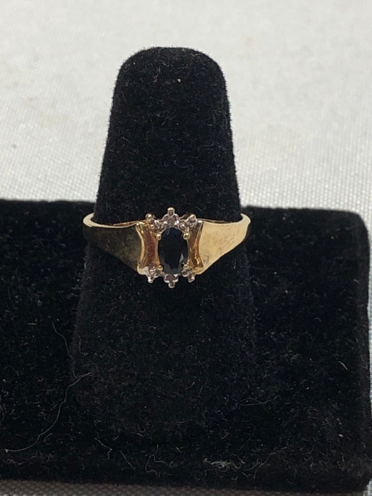 JCM 10 Kt Gold Sapphire & Diamond Ring: JCM 10 Kt Gold Sapphire & Diamond Ring - Sz. 7 ~ 1.7 Total Grams