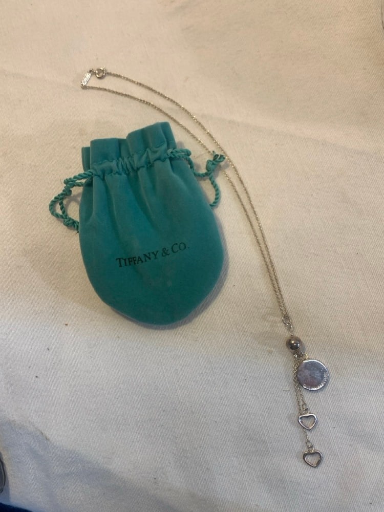 Tiffany & Co. Sterling Silver Necklace: Tiffany & Co. Sterling Silver Necklace with Multiple Pendants in Bag