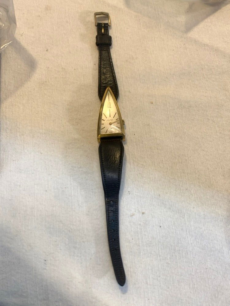 Vtg.1950’s Orfina Swiss Made Triangular Hilton Watch: Vtg.1950’s Orfina Swiss Made Triangular Hilton Watch - 17 Jewels - Leather Band