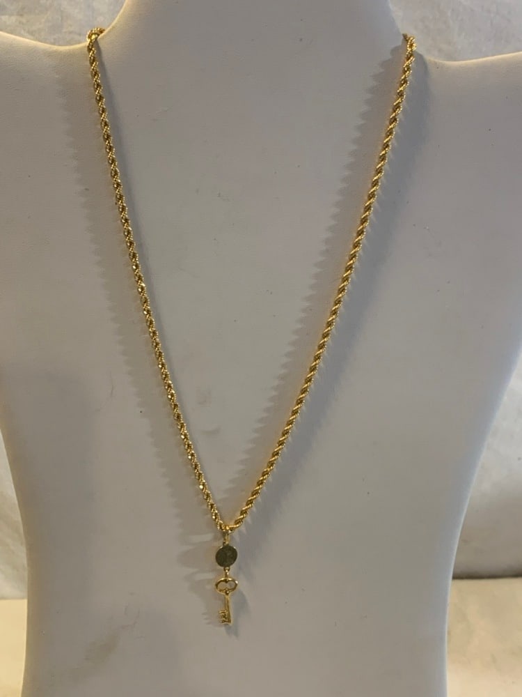 18k Gold Twisted Rope Necklace w/ 18k Della Felicita Key Pendant (1 of 7)