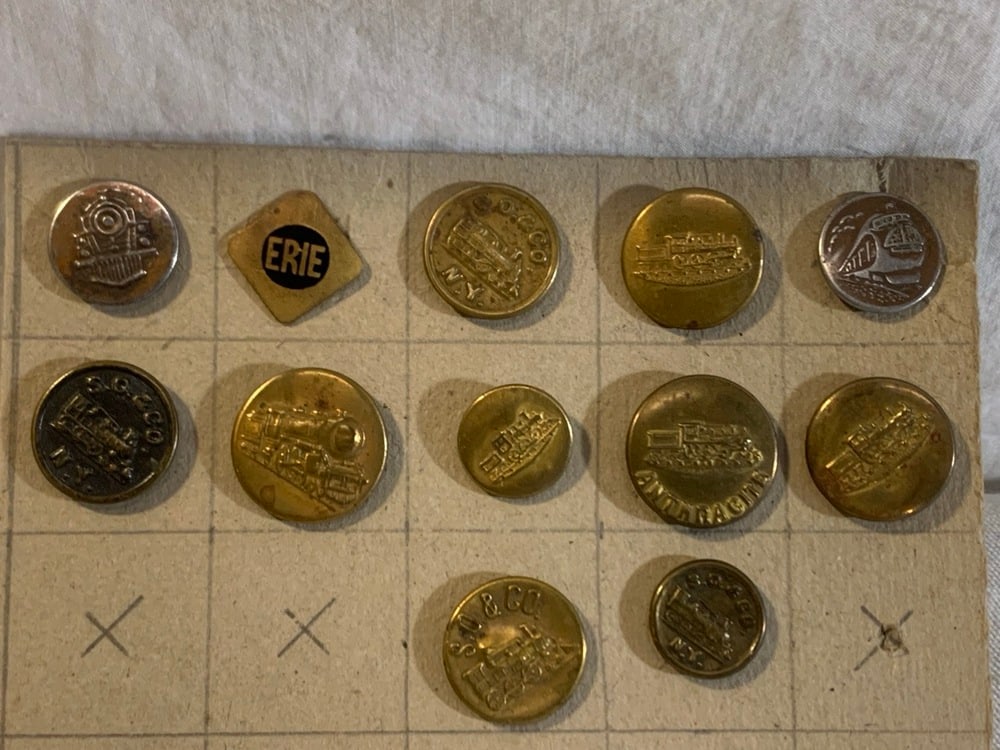 Vtg RR Uniform Brass Buttons: Vtg RR Uniform Brass Buttons including Erie, S.O Co., Anthracite, & More