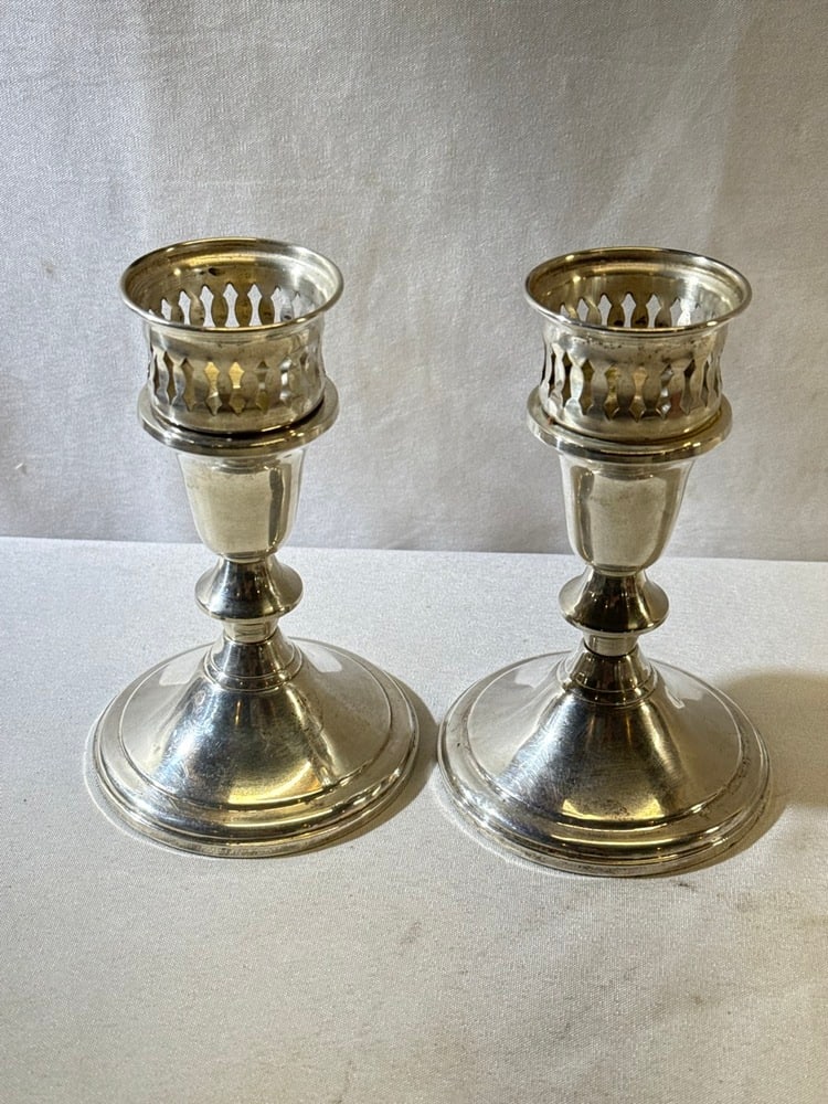 Vtg Towle Sterling Candleholders: Vtg Towle Sterling Candleholders- 466.5 Grams Total Weight