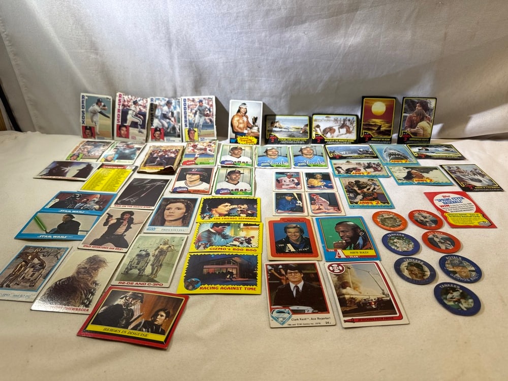 Vintage Trading Cards/Star Sports Coins and more: Vintage Trading Cards/Baseball/Wrestling/Holographic Star Sport Coins-7-11/Jaws-Cards and Stickers/Topps/Baseball Star Stickers/Drakes Bakery Cards/Topps Chewing Gum Cards/1986 Check