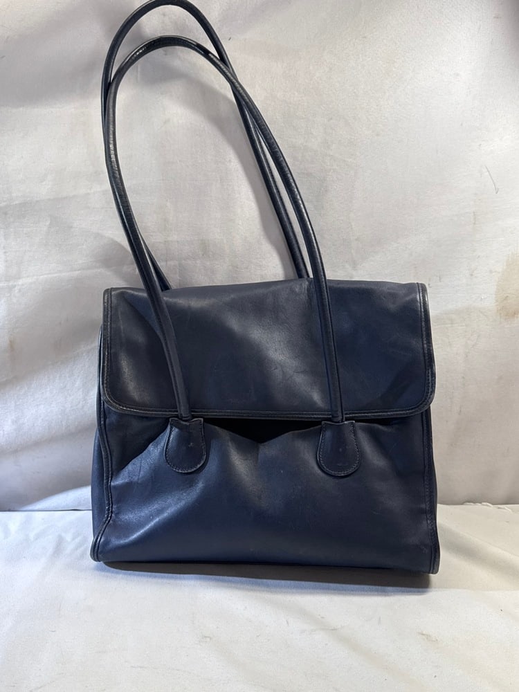 Vtg. Coach Leather Flap Bag: Vtg. Coach Blue Leather Flap Bag - Style 7301