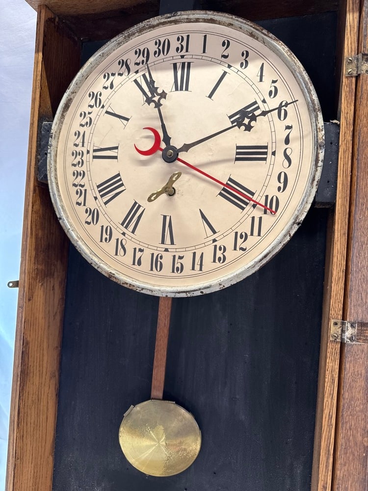 Vtg. E. Ingram Regulator Wall Clock - 4