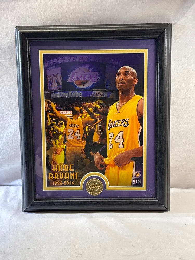 Kobe Bryant Highland Mint Framed Commemorative Plaque: Kobe Bryant Highland Mint Framed Commemorative Plaque Ft. Bronze Coin and Collage Photo with NBA Licensed Hologram