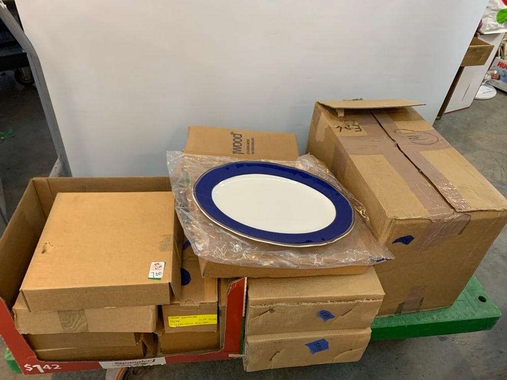 Wedgewood China Set: Wedgewood Crown Sapphire China Set- New in Boxes