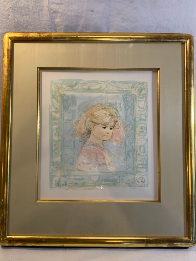 Lithograph by Edna Hibel: Lithograph by Edna Hibel- Pencil Signed & # 18/29- 23.5” x 21.5”