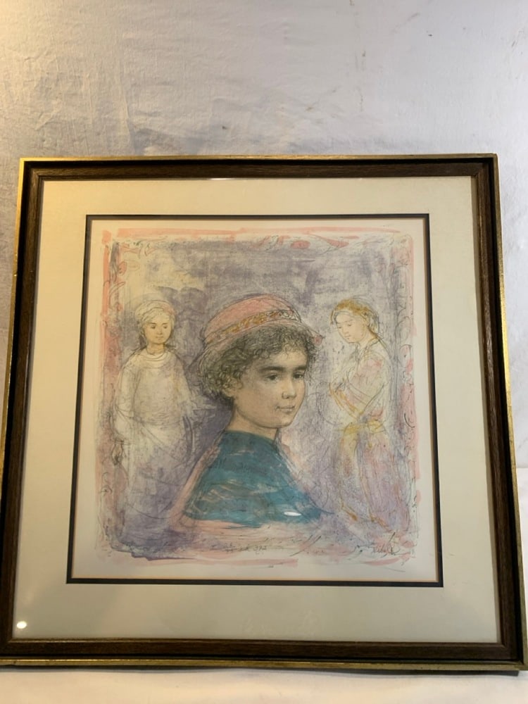 Lithograph by Edna Hibel: Lithograph by Edna Hibel Titled “Matthew” Pencil Signed & # 26/95 ed 392- 23.5” x 23.5”